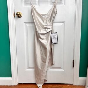 Champagne Sparkly Asymmetric Bodycon Dress Small NWT